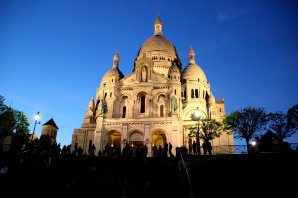 Sacre Coeur at night.  Paris, France.  Photo by Evan Schneider.